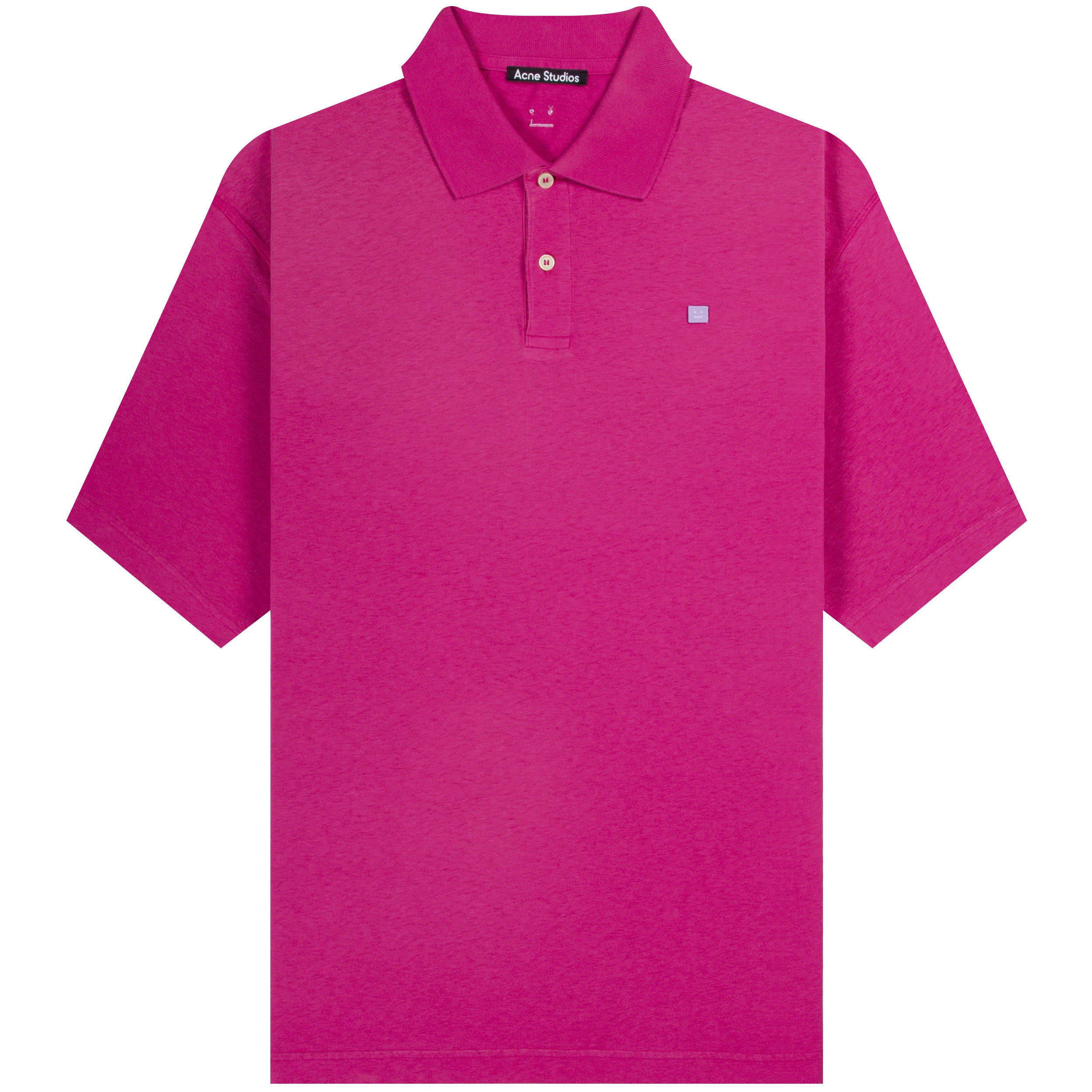 Acne Studios 'Face Logo' Polo Fuchsia Pink