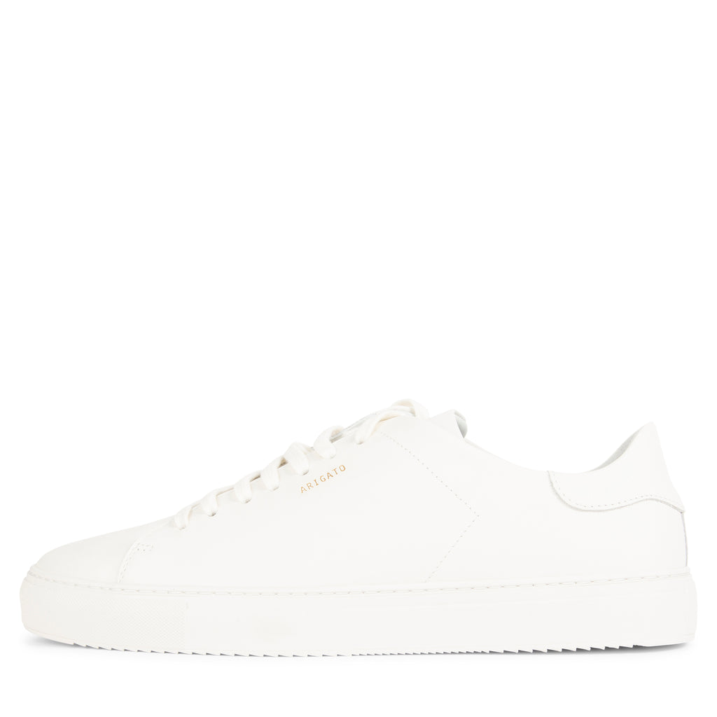 Axel Arigato Clean 90 white sneaker with minimalist leather upper, low-top silhouette and gold logo detail