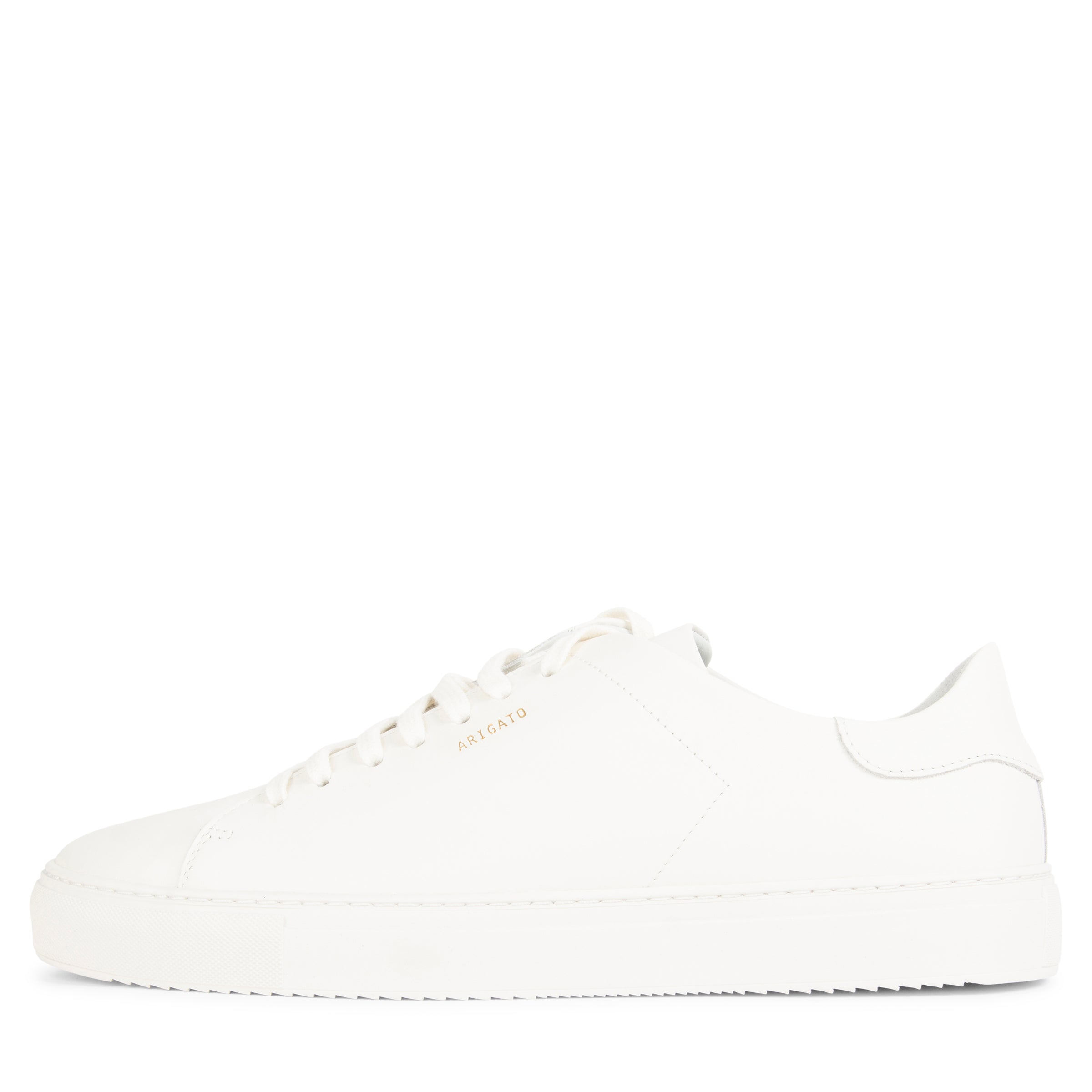 Axel Arigato Clean 90 white sneaker with minimalist leather upper, low-top silhouette and gold logo detail