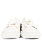 Pair of white sneakers on a white background