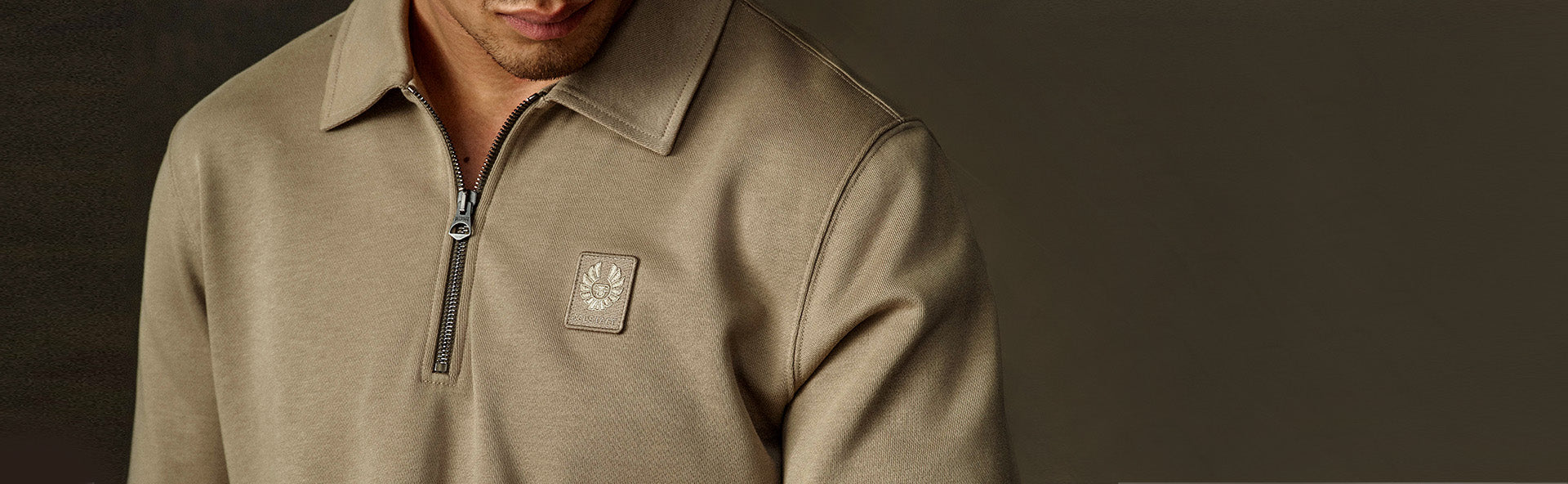 Model wearing Belstaff sweatshirt from the new season collection