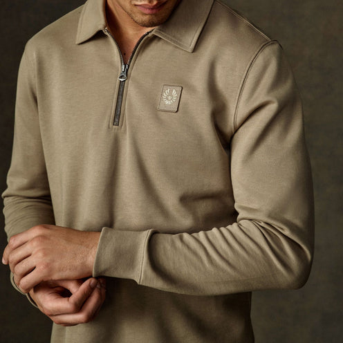 Model wearing Belstaff sweatshirt from the new season collection