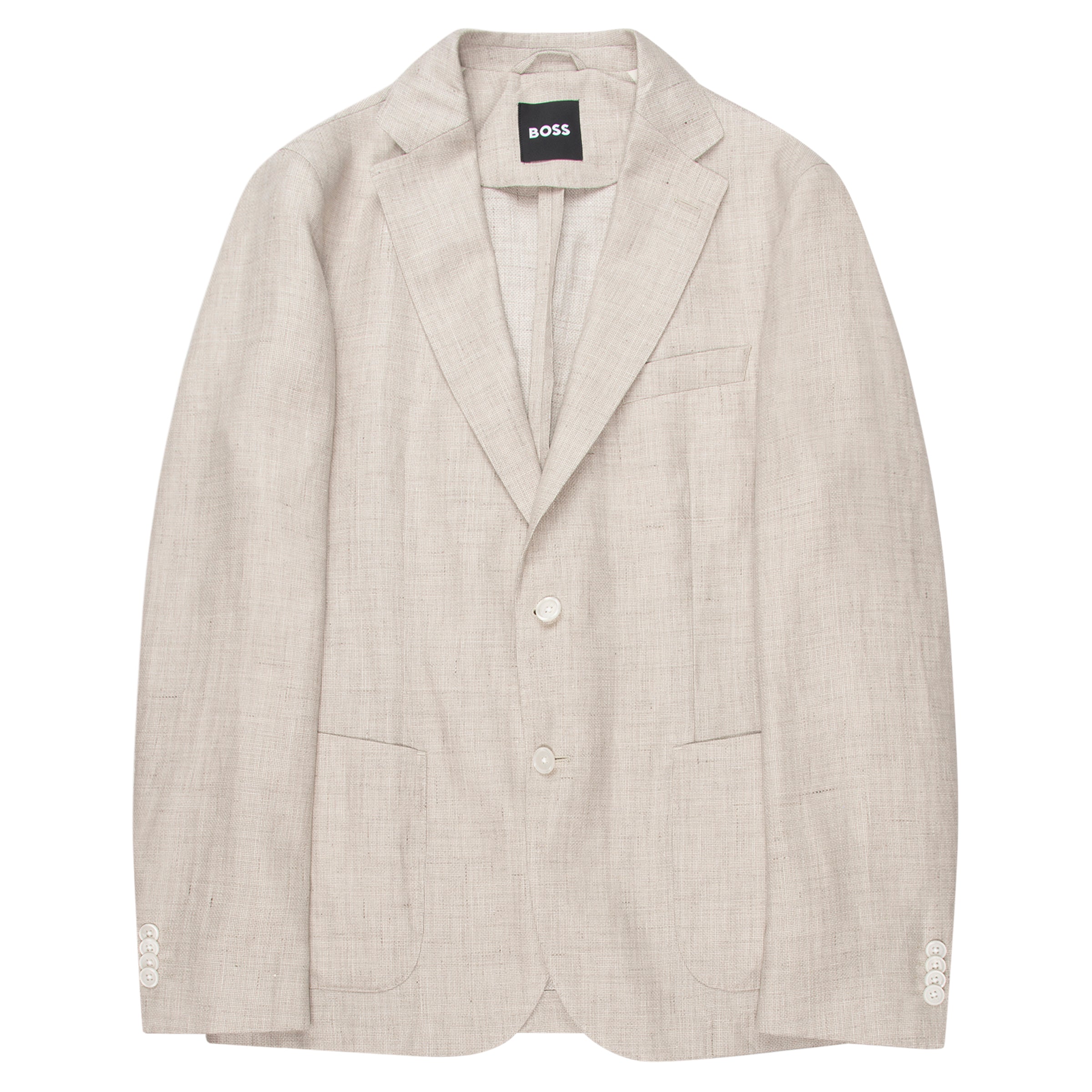 Light gray blazer with 'BOSS' label on a white background