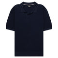 Navy blue polo shirt on a white background