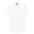 White shirt on a white background with Hugo Boss label.