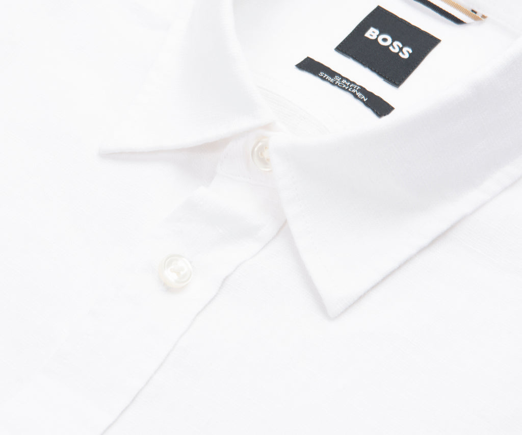 White shirt with a BOSS label on a white background