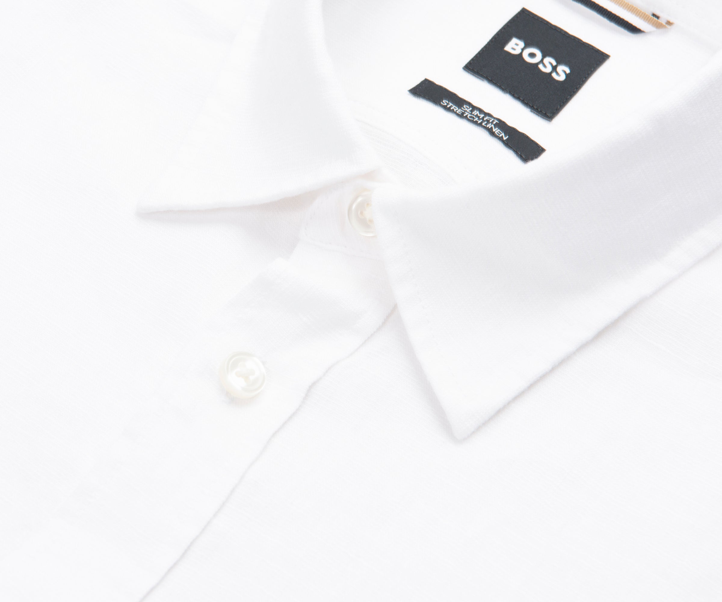 White shirt with a BOSS label on a white background
