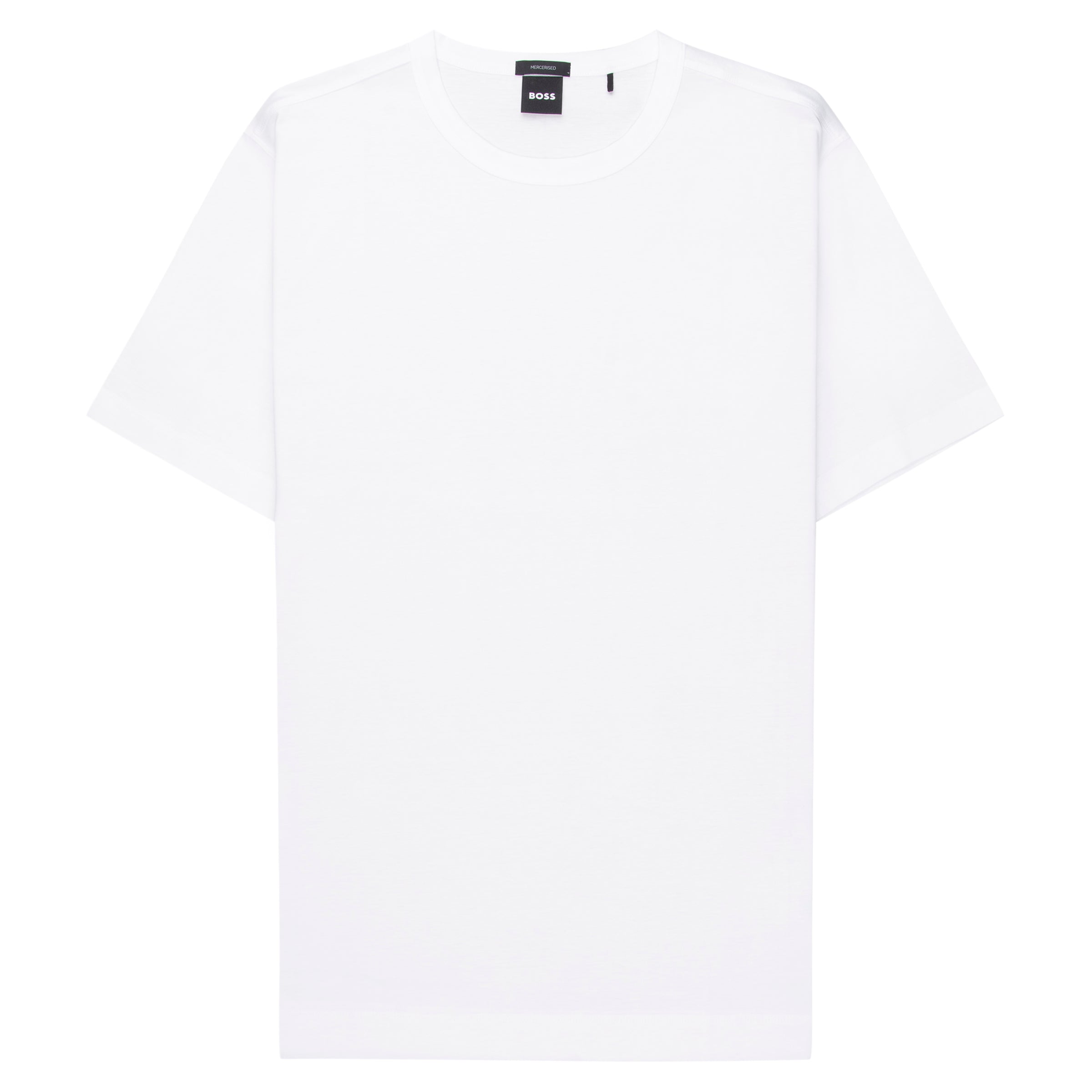 White t-shirt with a brand logo on a white background