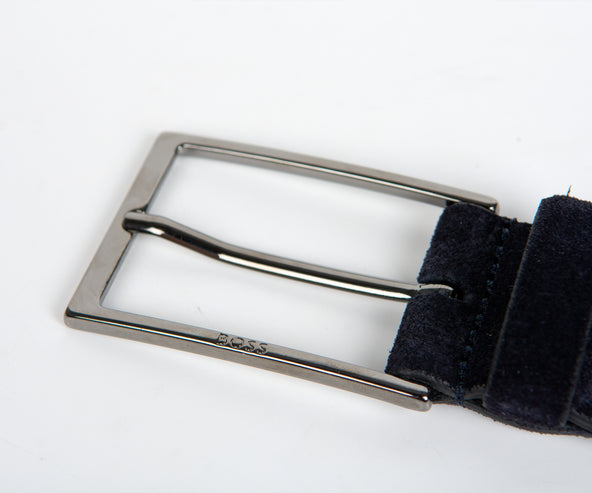 HUGO BOSS Calindo Suede Belt Dark Blue