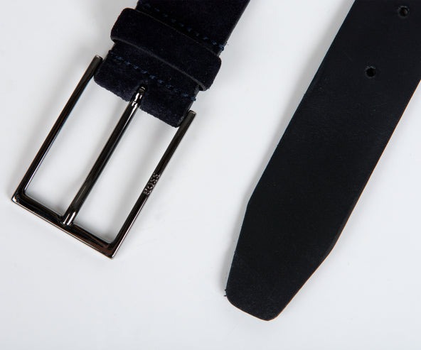 HUGO BOSS Calindo Suede Belt Dark Blue