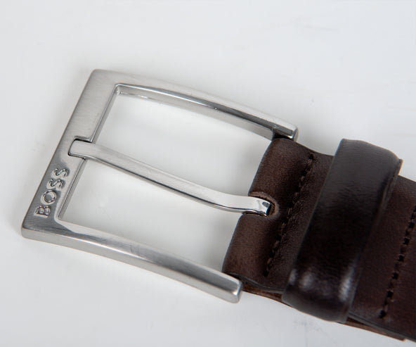 HUGO BOSS Erron Leather Belt Dark Brown