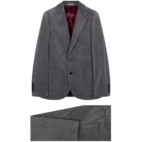 BRUNELLO CUCINELLI Cashmere Corduroy Suit Grey