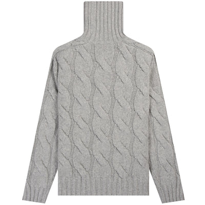 BRUNELLO CUCINELLI Striped Cable-Knit Alpaca Rollneck Charcoal