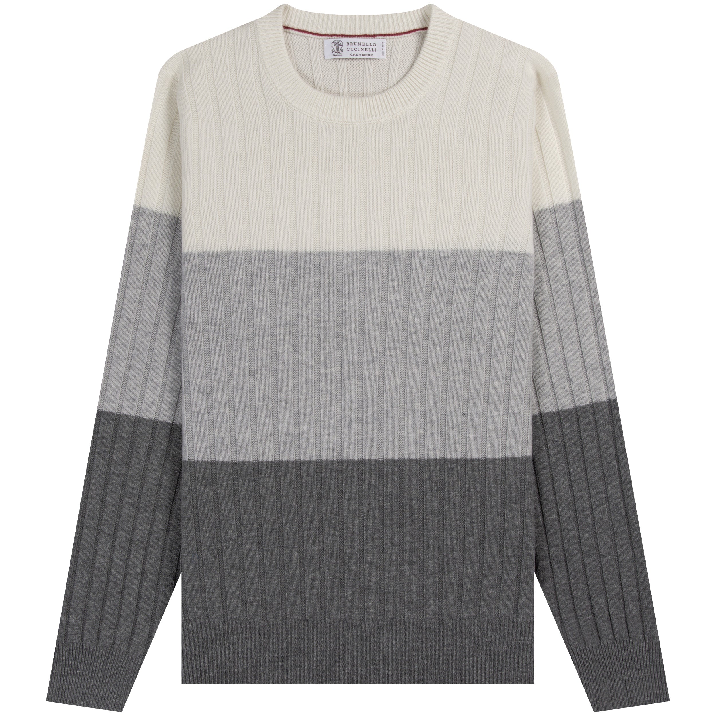 BRUNELLO CUCINELLI 'Panelled' Cashmere Crewneck Knit Cream/White