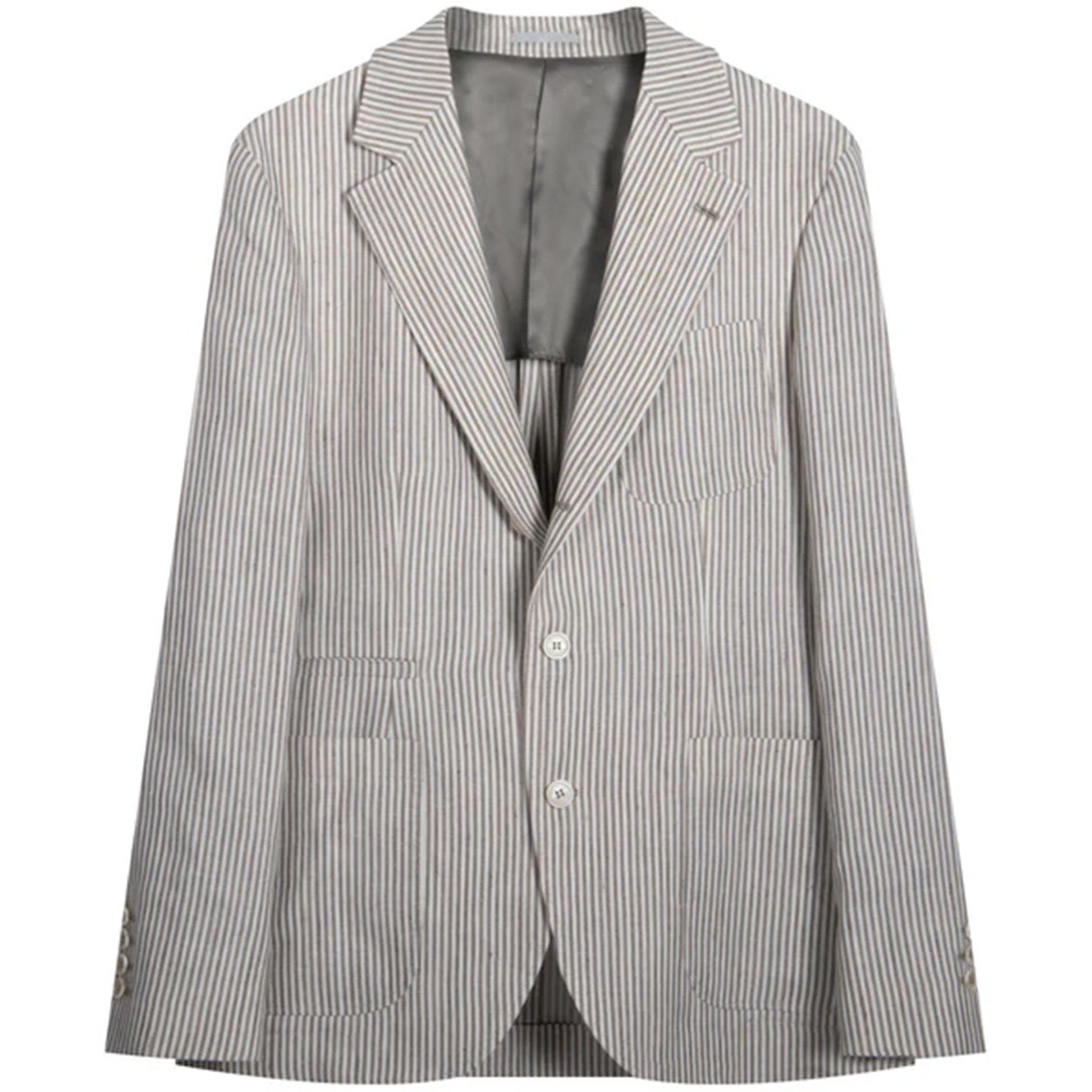 BRUNELLO CUCINELLI 'Bengal Stripe' Linen SB Blazer Beige/White