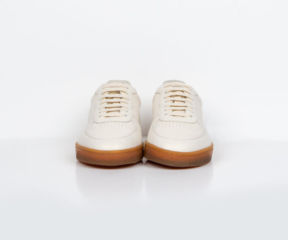 BRUNELLO CUCINELLI Grained Leather Gum Sole Sneakers White