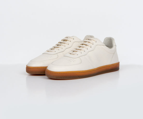 BRUNELLO CUCINELLI Grained Leather Gum Sole Sneakers White