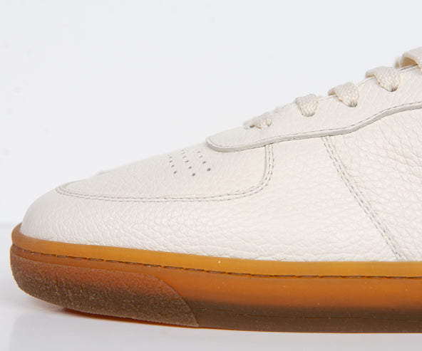 BRUNELLO CUCINELLI Grained Leather Gum Sole Sneakers White