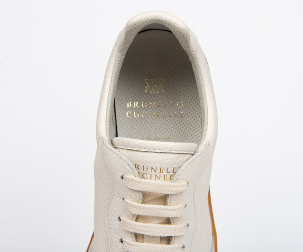 BRUNELLO CUCINELLI Grained Leather Gum Sole Sneakers White