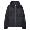 Black jacket with a hood on a white background