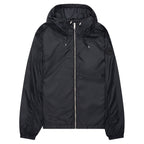 Black jacket with a hood on a white background