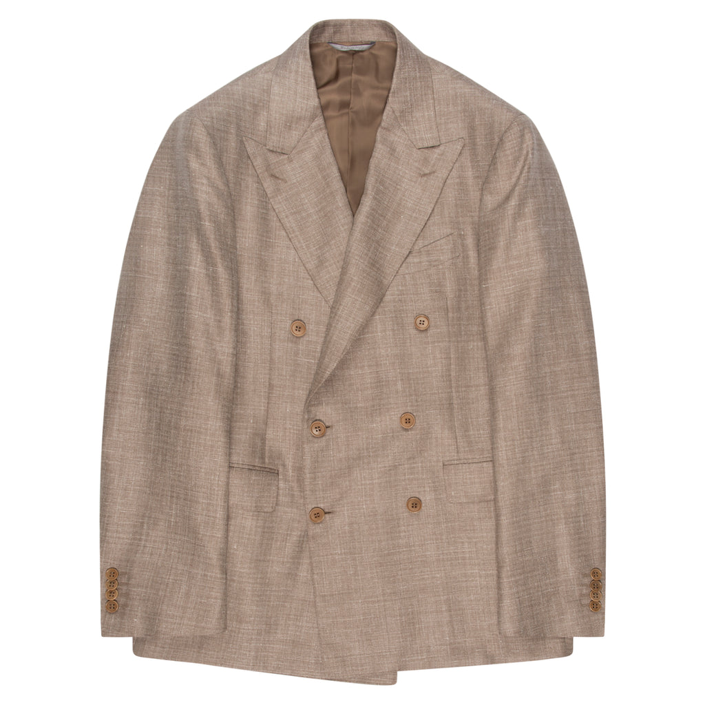Canali Brown checkered double-breasted blazer