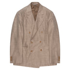 Canali Brown checkered double-breasted blazer