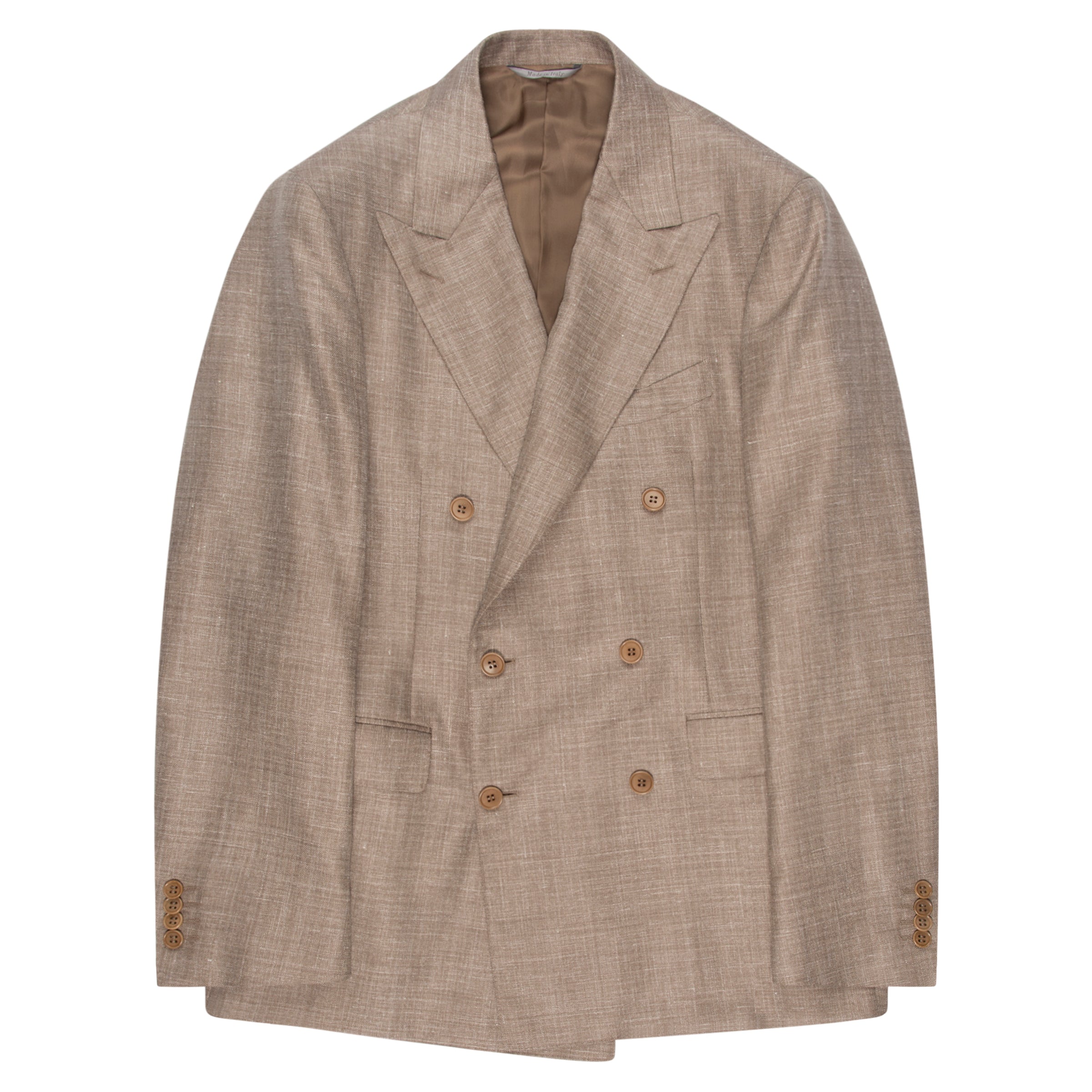 Canali Brown checkered double-breasted blazer