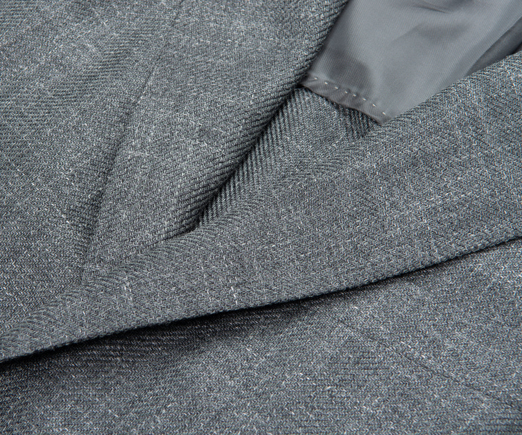 Close-up of gray fabric with a textured pattern