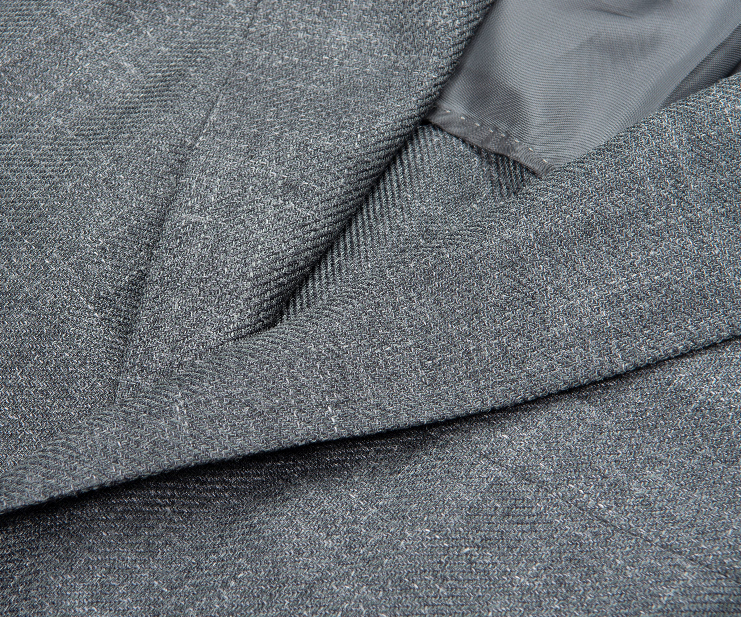 Close-up of gray fabric with a textured pattern