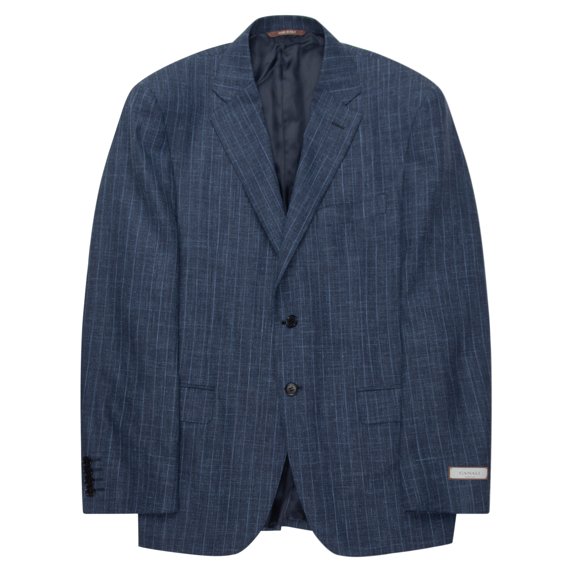 Blue checkered suit jacket on a white background