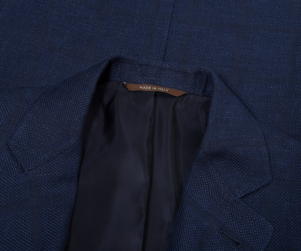 Canali Navy Shadow Check Blazer