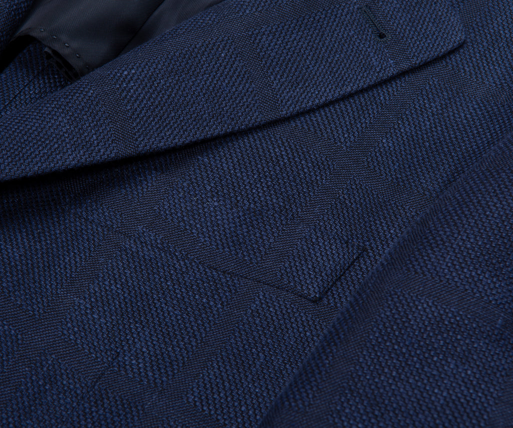 Canali Navy Shadow Check Blazer