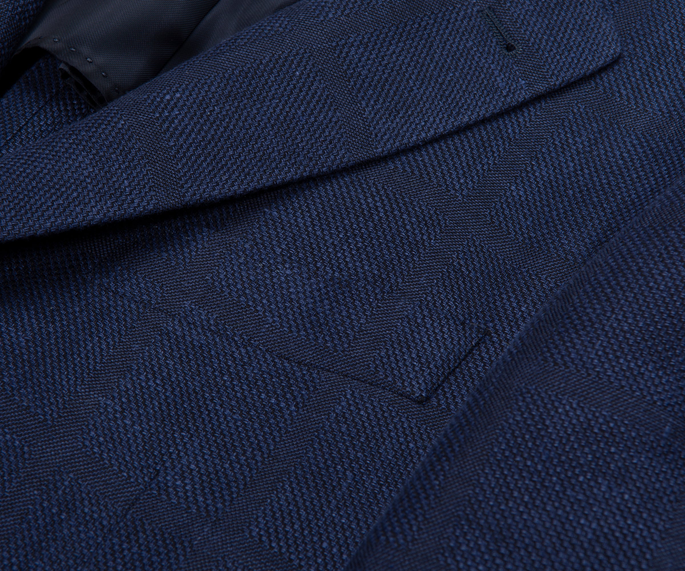 Canali Navy Shadow Check Blazer