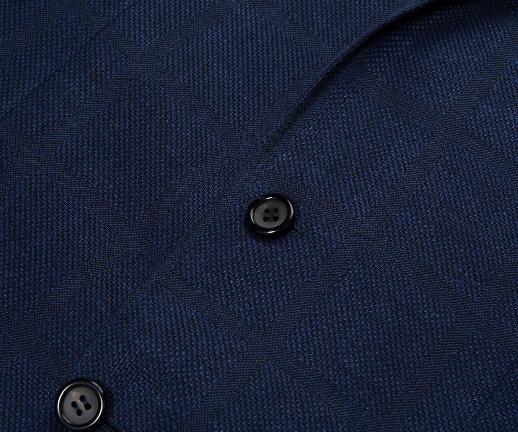 Canali Navy Shadow Check Blazer