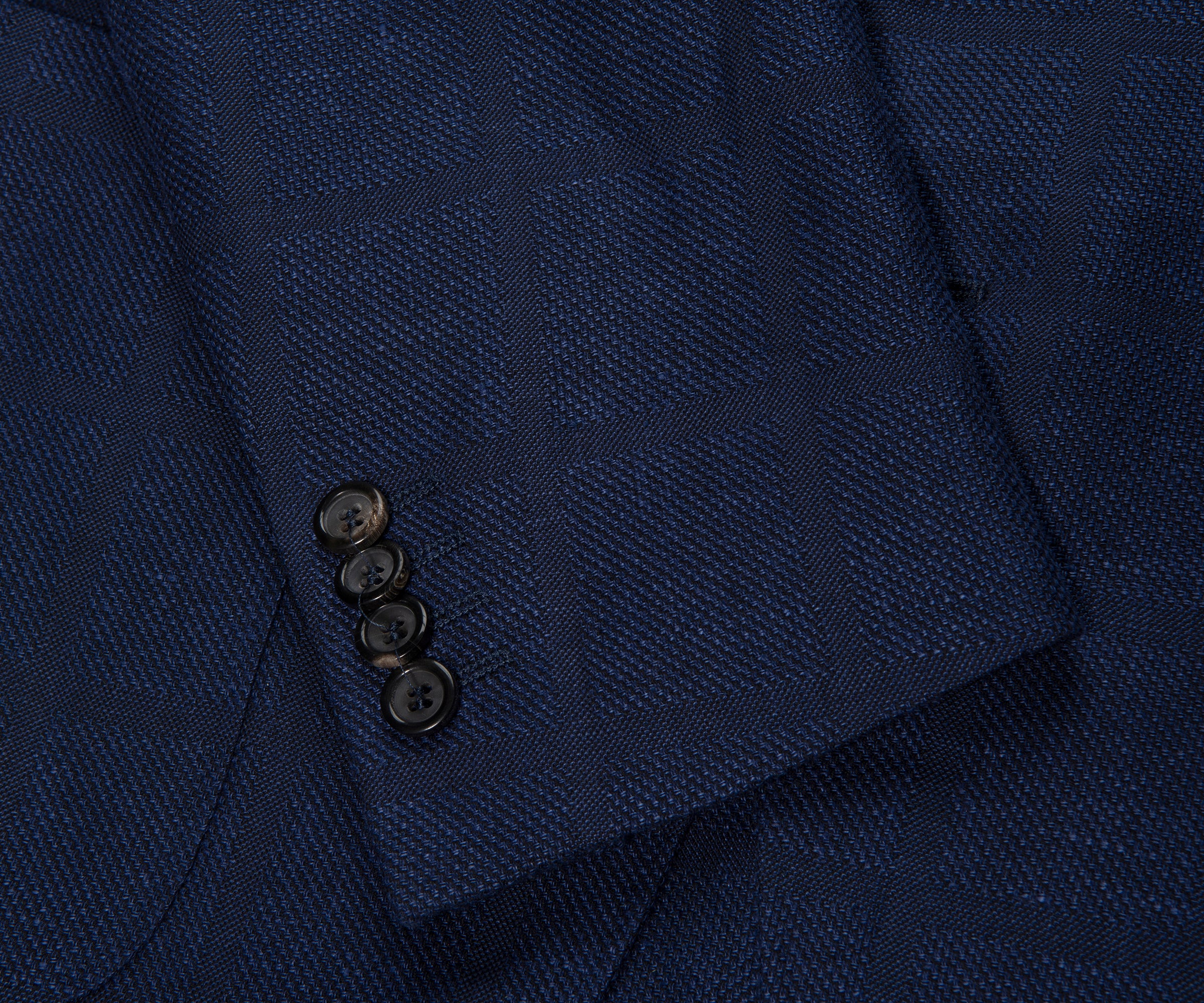 Canali Navy Shadow Check Blazer