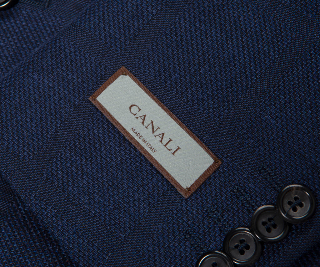 Canali Navy Shadow Check Blazer