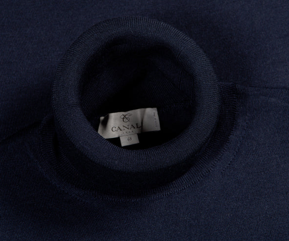 Canali Luxury Knitted Roll Neck Navy