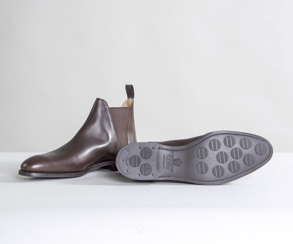 Crockett & Jones 'Chelsea VIII' Burnished Calf Leather Boots Dark Brown