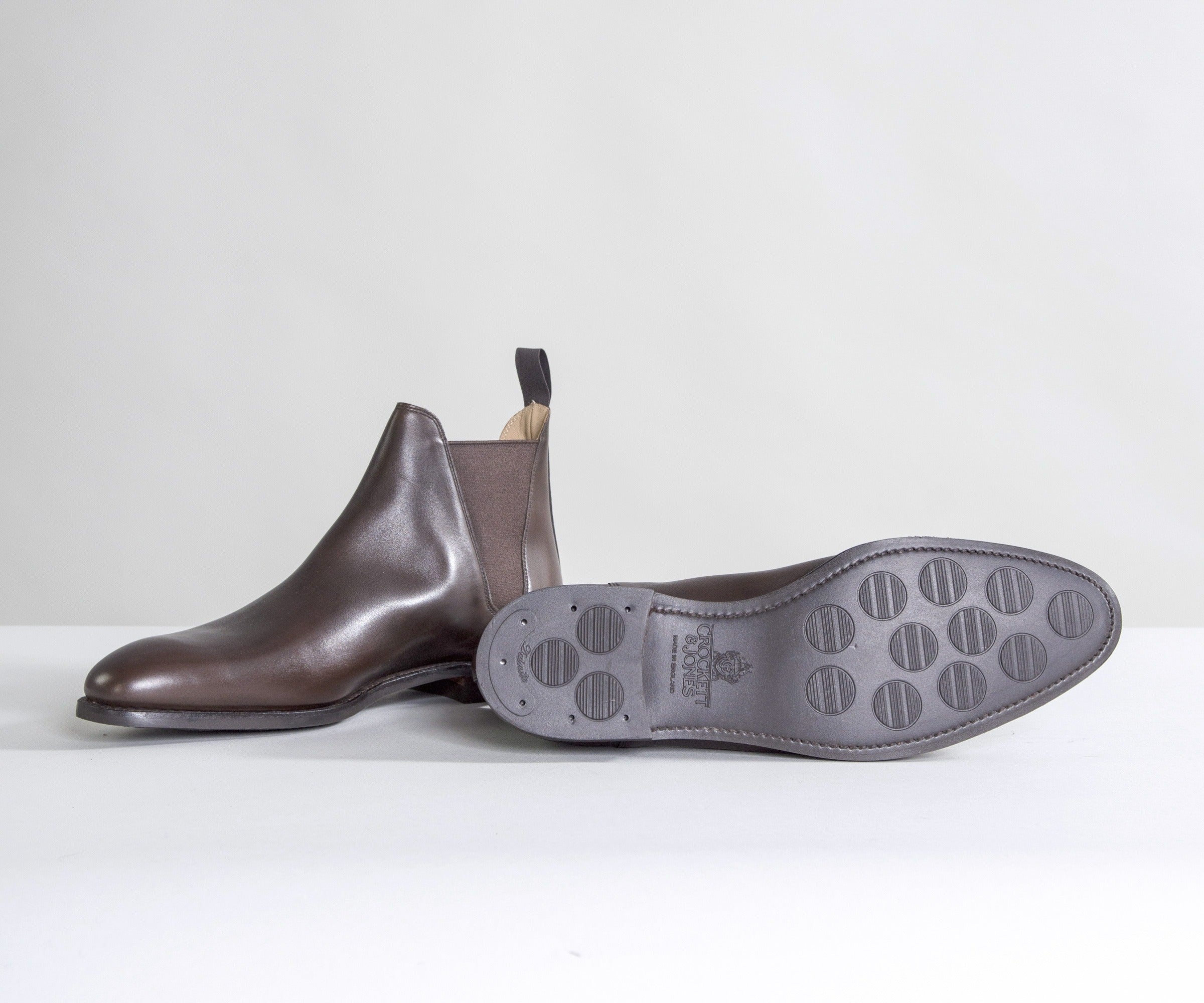 Crockett & Jones 'Chelsea VIII' Burnished Calf Leather Boots Dark Brown