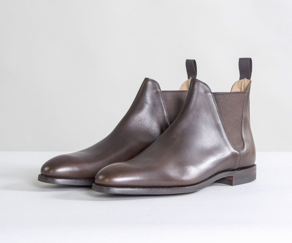 Crockett & Jones 'Chelsea VIII' Burnished Calf Leather Boots Dark Brown