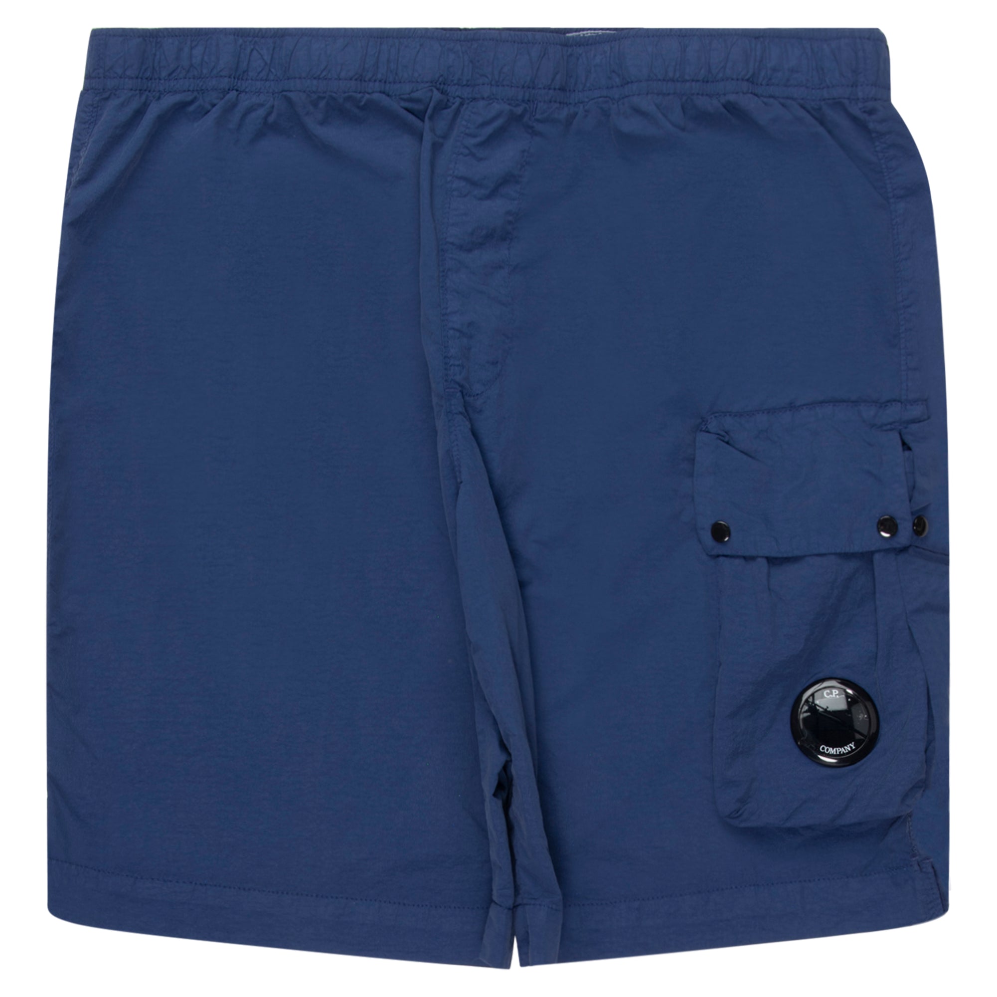 Blue shorts with a pocket on a white background