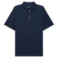 Navy blue polo shirt on a white background
