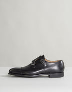 Crockett & Jones 'Lowndes' Calf Leather Double Monk Shoes With 'City' Soles Black