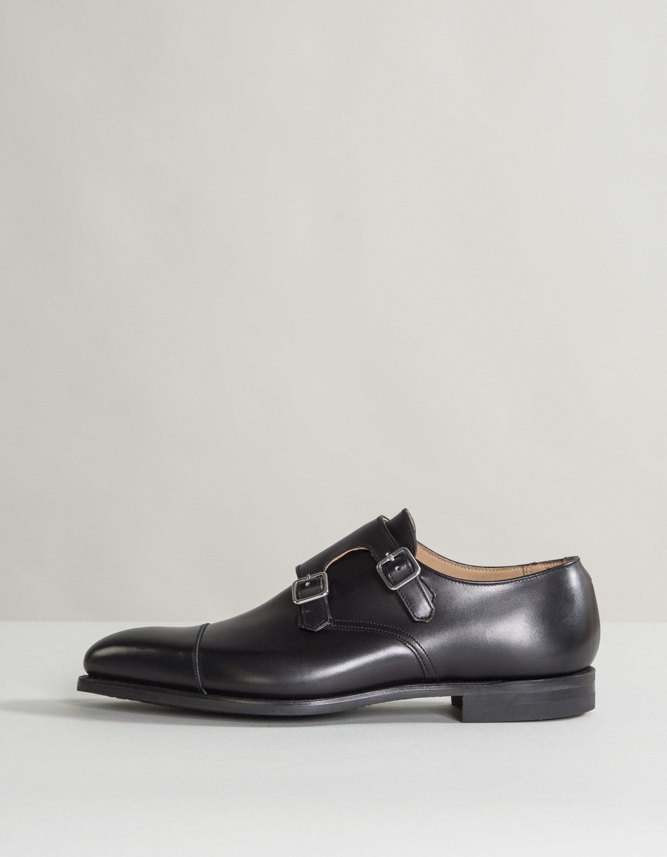 Crockett & Jones 'Lowndes' Calf Leather Double Monk Shoes With 'City' Soles Black