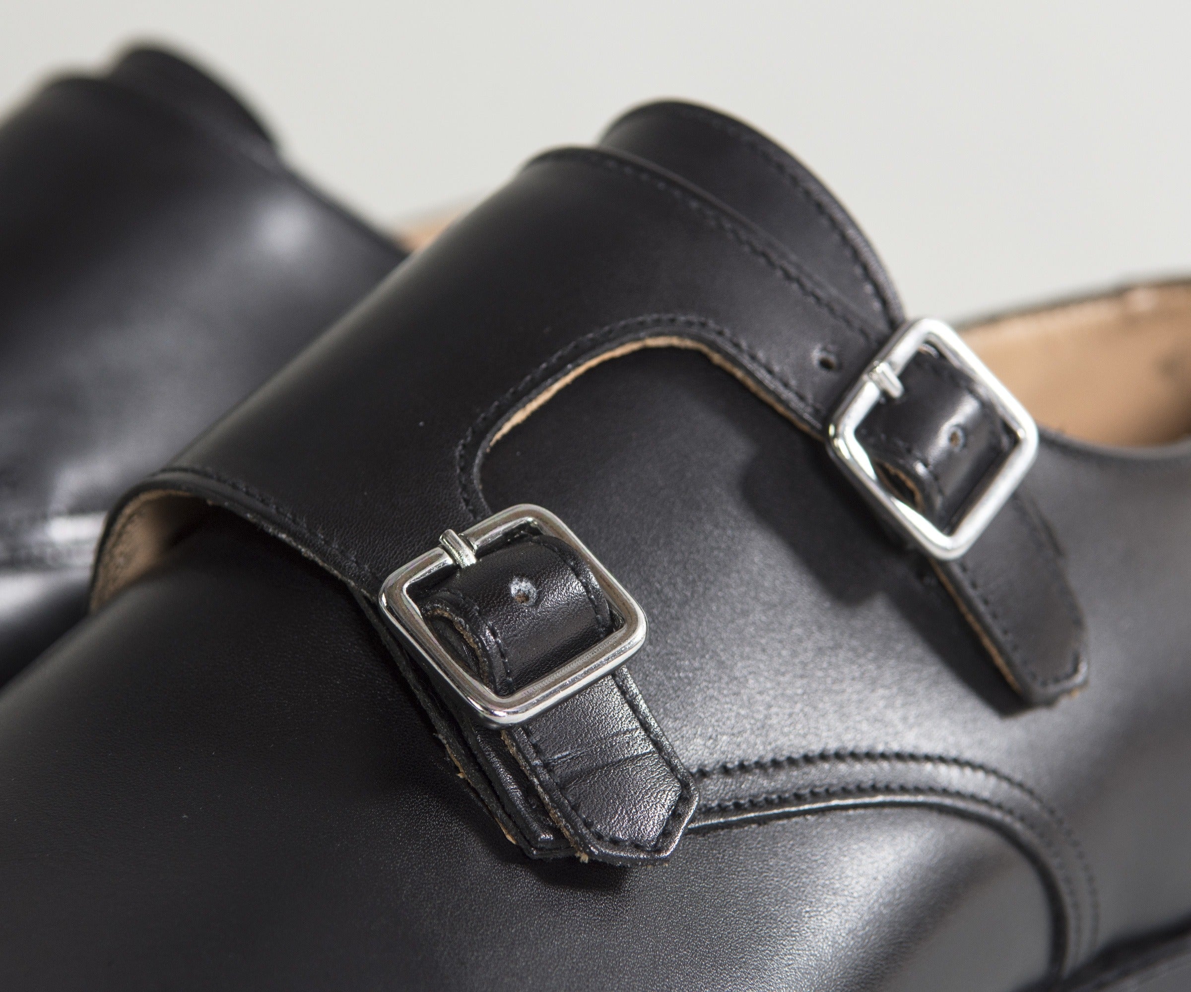 Crockett & Jones 'Lowndes' Calf Leather Double Monk Shoes With 'City' Soles Black