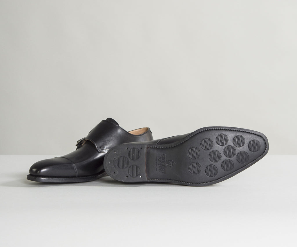 Crockett & Jones 'Lowndes' Calf Leather Double Monk Shoes With 'City' Soles Black