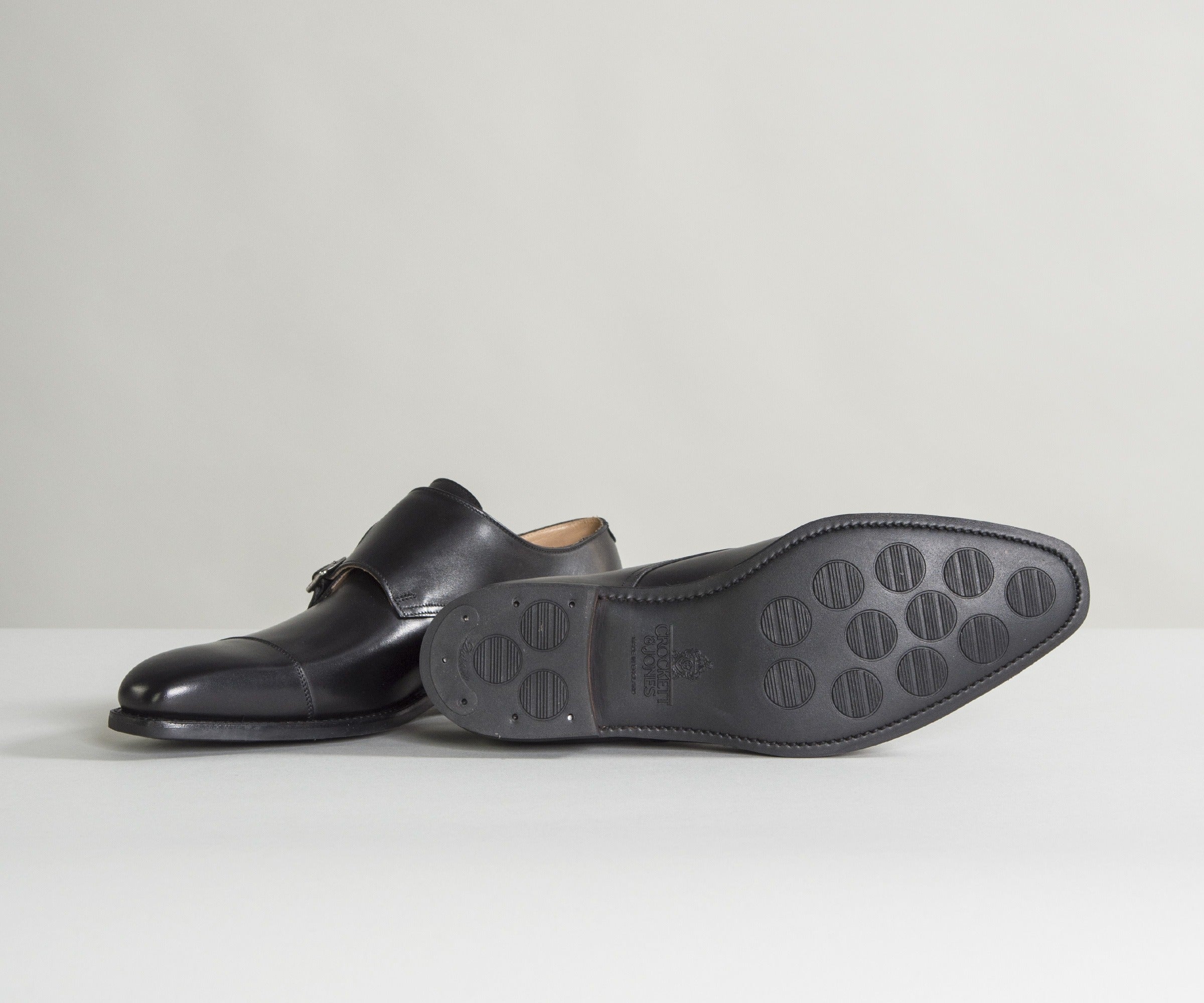 Crockett & Jones 'Lowndes' Calf Leather Double Monk Shoes With 'City' Soles Black