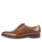 Crockett & Jones Edgware brown leather shoe with punched medallion toe detail, lace-up fastening and classic Oxford construction