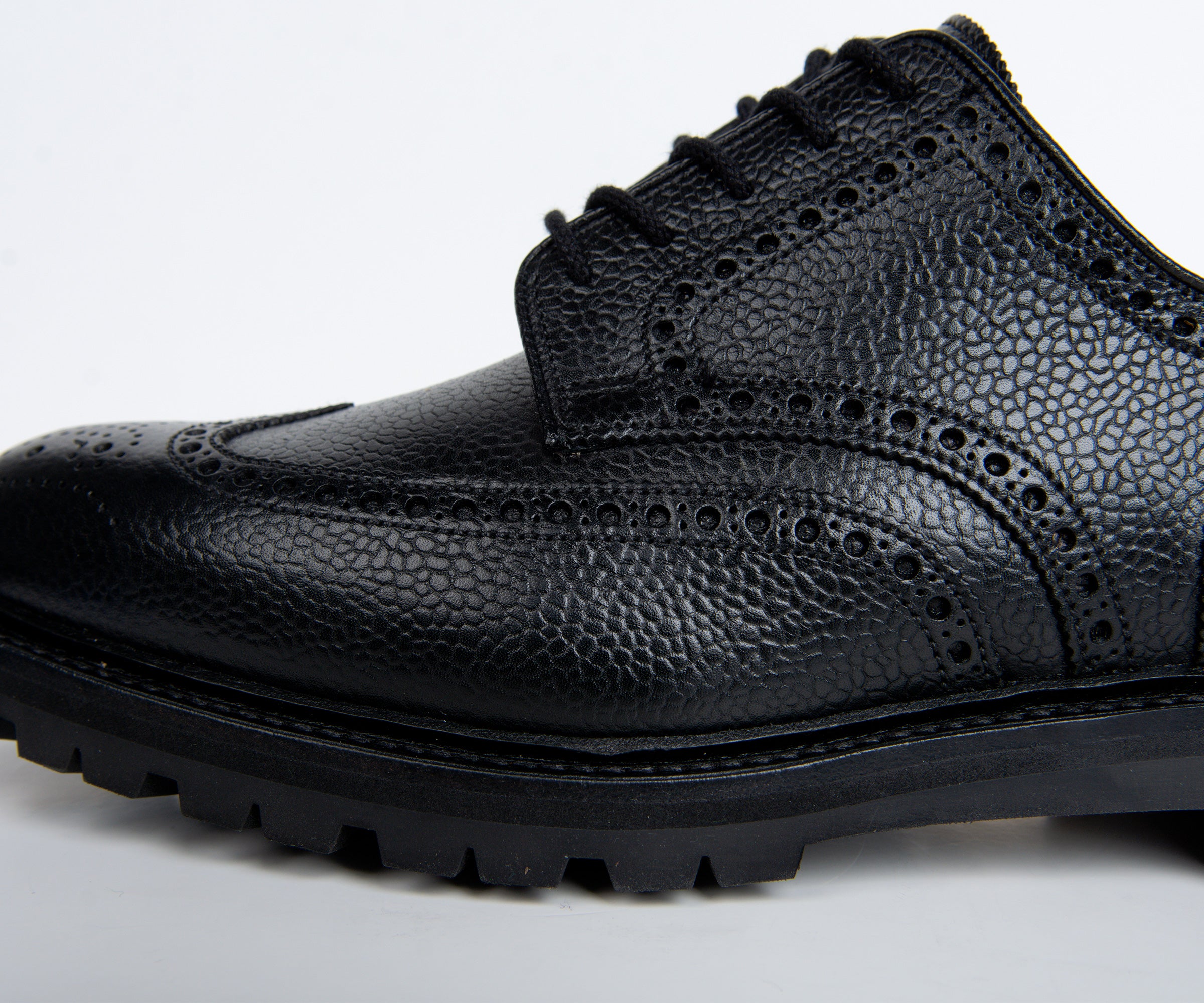 Crockett & Jones 'Pembroke' Leather Brogue Vibram Cleated Sole Black